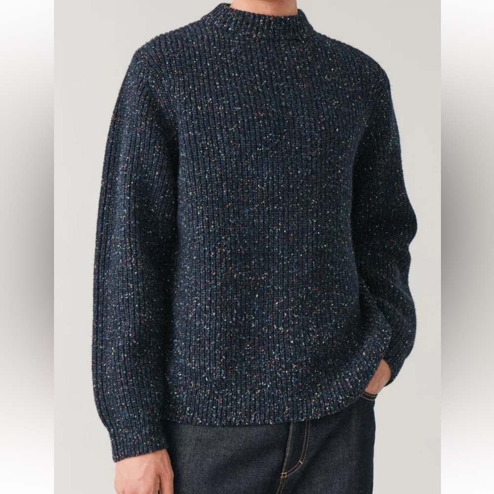 COS Men's Speckled Black Crewneck Sweater - Picture 2 of 5